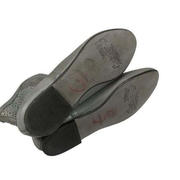 Zara boots sz 39 perforated leather gray - Picture 6 of 7